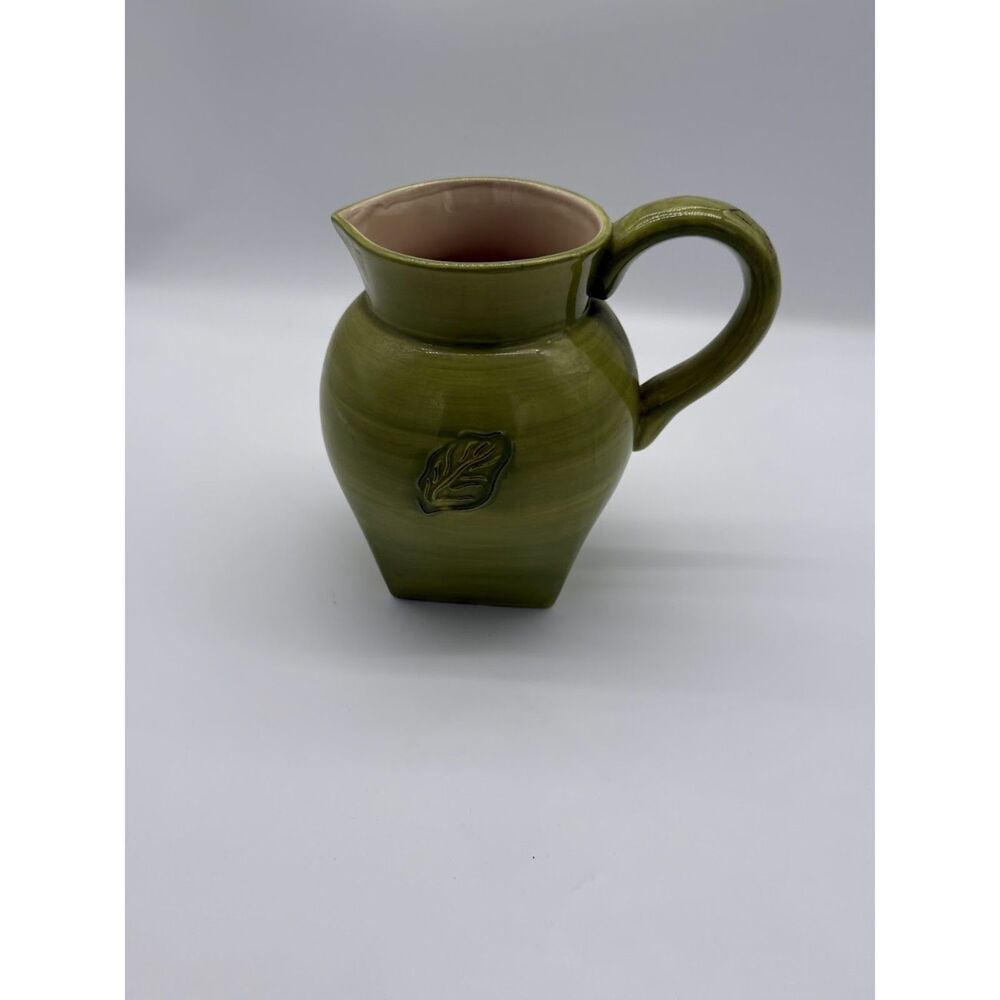 Tastefully Simple Stoneware Pitcher Green 2 Quart